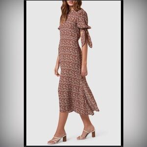 CHARLIE HOLIDAY Jaime Tie Sleeve Midi Dress Brown size US 2